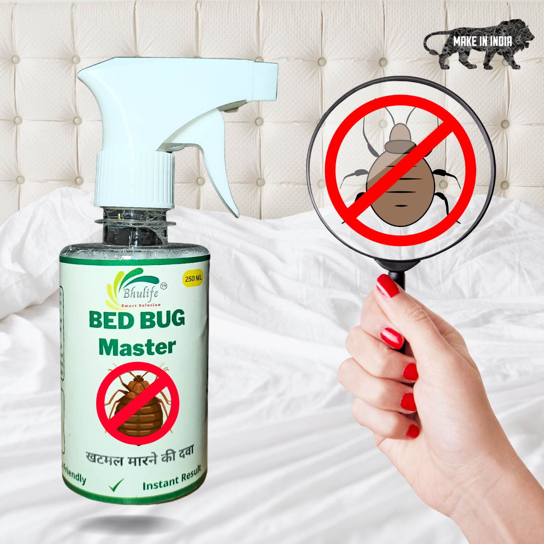 Bhulife BedBug Killer Spray | Khatmal Maar Spray Eco Friendly | No Chemical | No Smell | No Pesticides | Fully Organic 250mlX4
