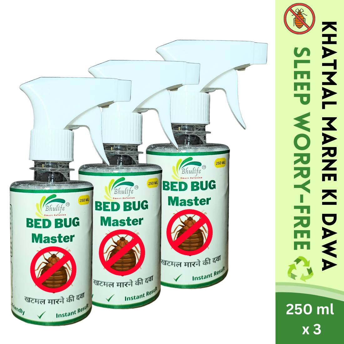 Bhulife BedBug Killer Spray | Khatmal Maar Spray Eco Friendly 250mlX3