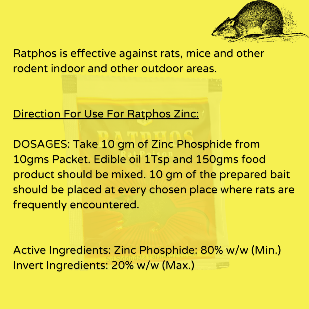 Rat Killer  Powerful Zinc Phosphide Powder | for Home Office Godowns 10gX7