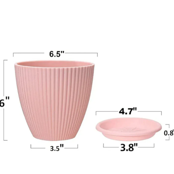 Designed Multi Color Plastic Flower Pot With Bottom Tray (5 Pcs Set)