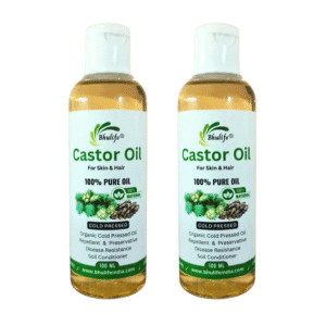 Bhulife Organic Cold-Pressed 100% Pure Castor Oil – For Hair Growth | castor oil for skin 100 ML (Pack Of 2)
